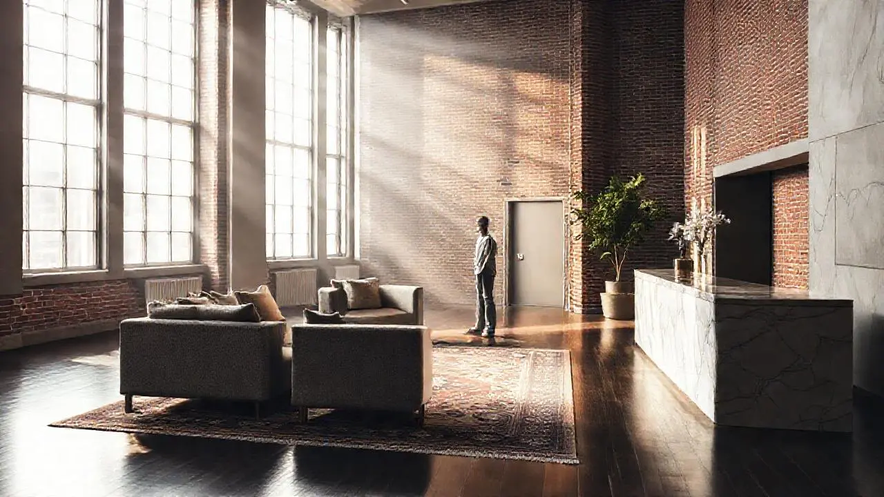 Lujoso lobby bañado en luz natural