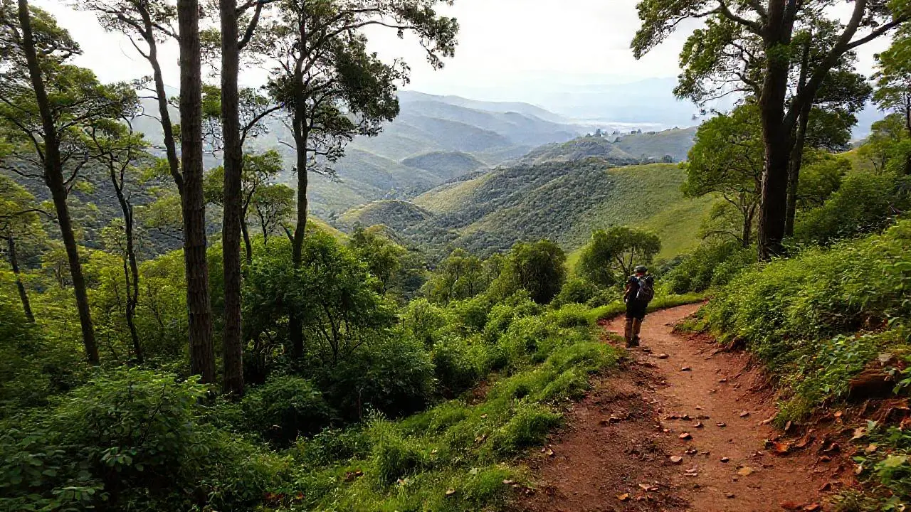 Paisaje natural amplio, brumoso y sereno