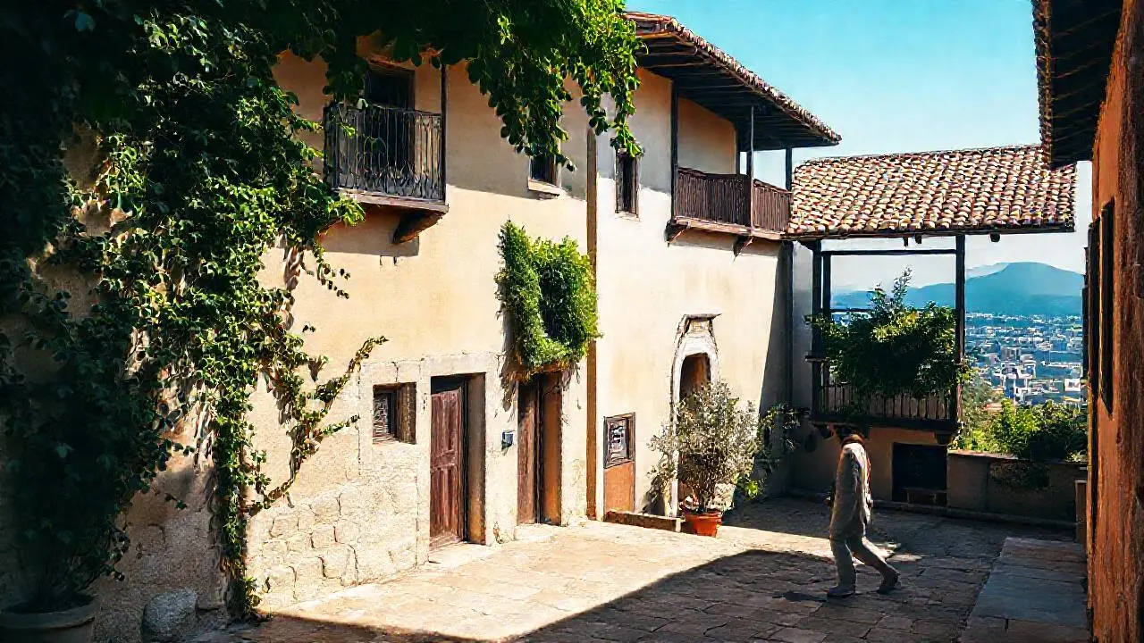 Paz cálida en un patio antiguo
