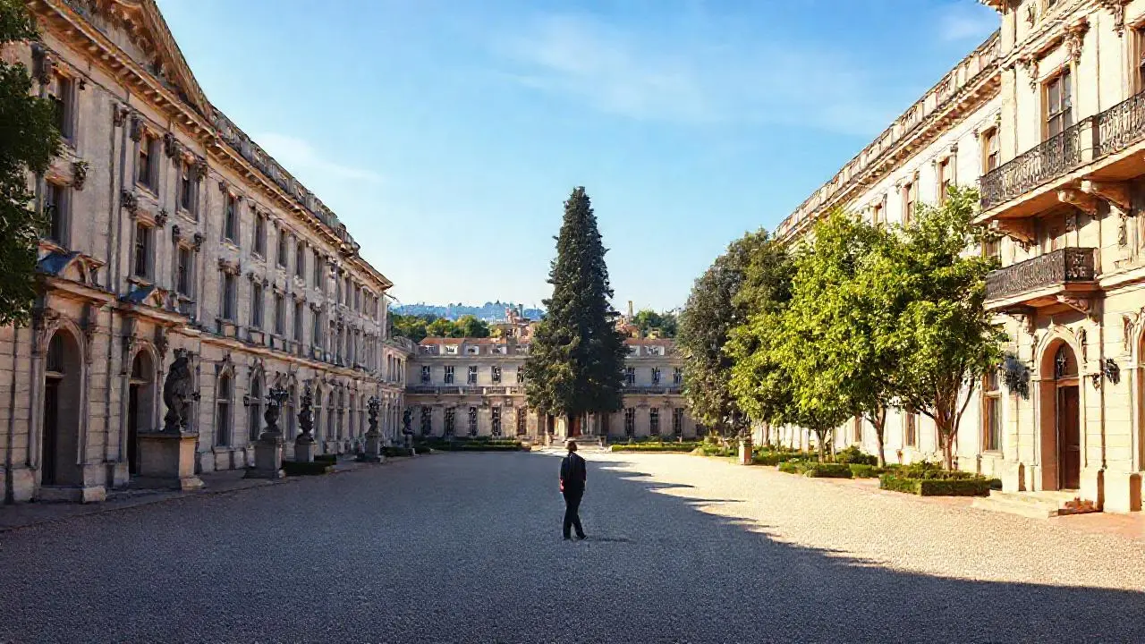 Arquitectura clásica imponente en calma serena