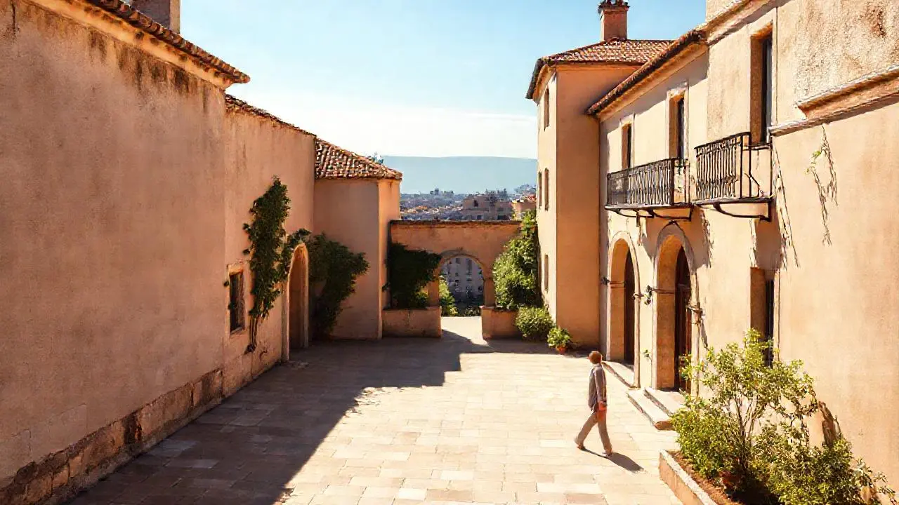 Paz serena en un patio soleado