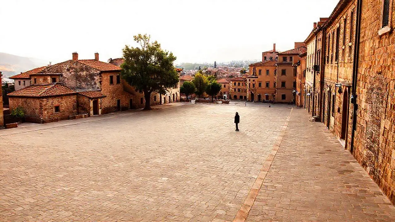 Pueblo antiguo, tranquilo y bañado en luz