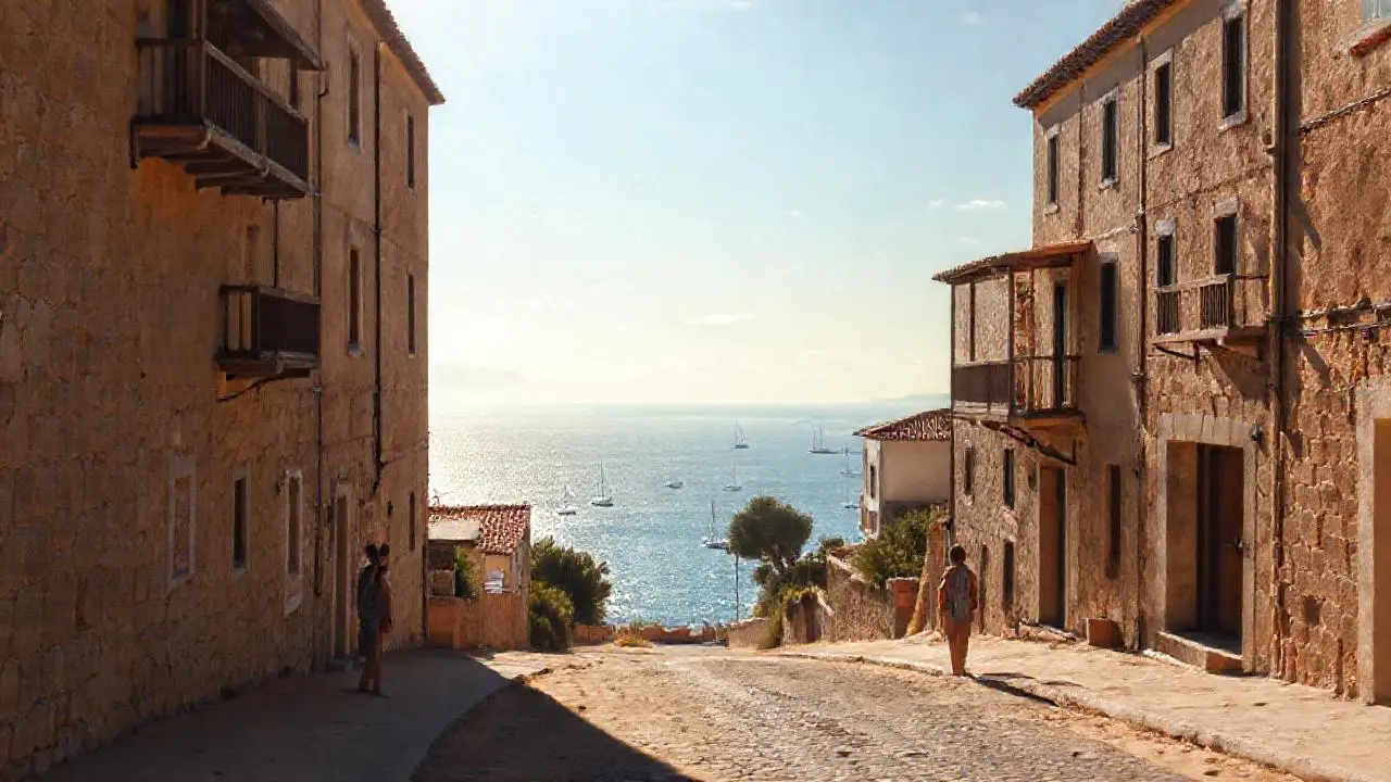 Tranquilo paisaje costero, cálido y sereno