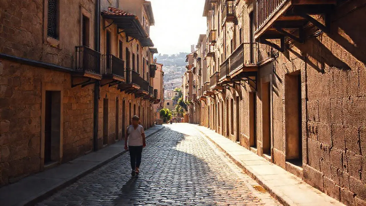 Calles antiguas bajo luz suave y cálida