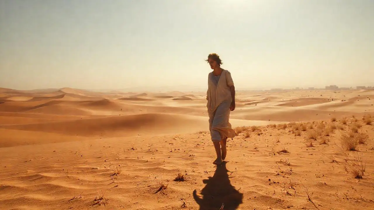 Desierto árido, soledad bajo el sol