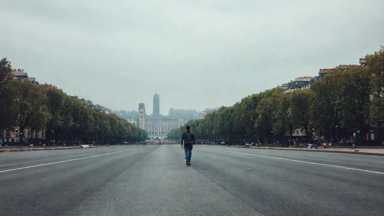 Una calle parisina, gris y lejana