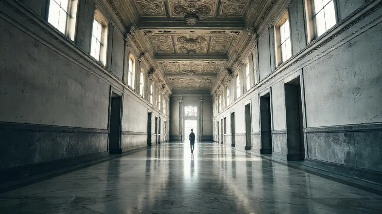 Imponente arquitectura clásica, silenciosa y vasta