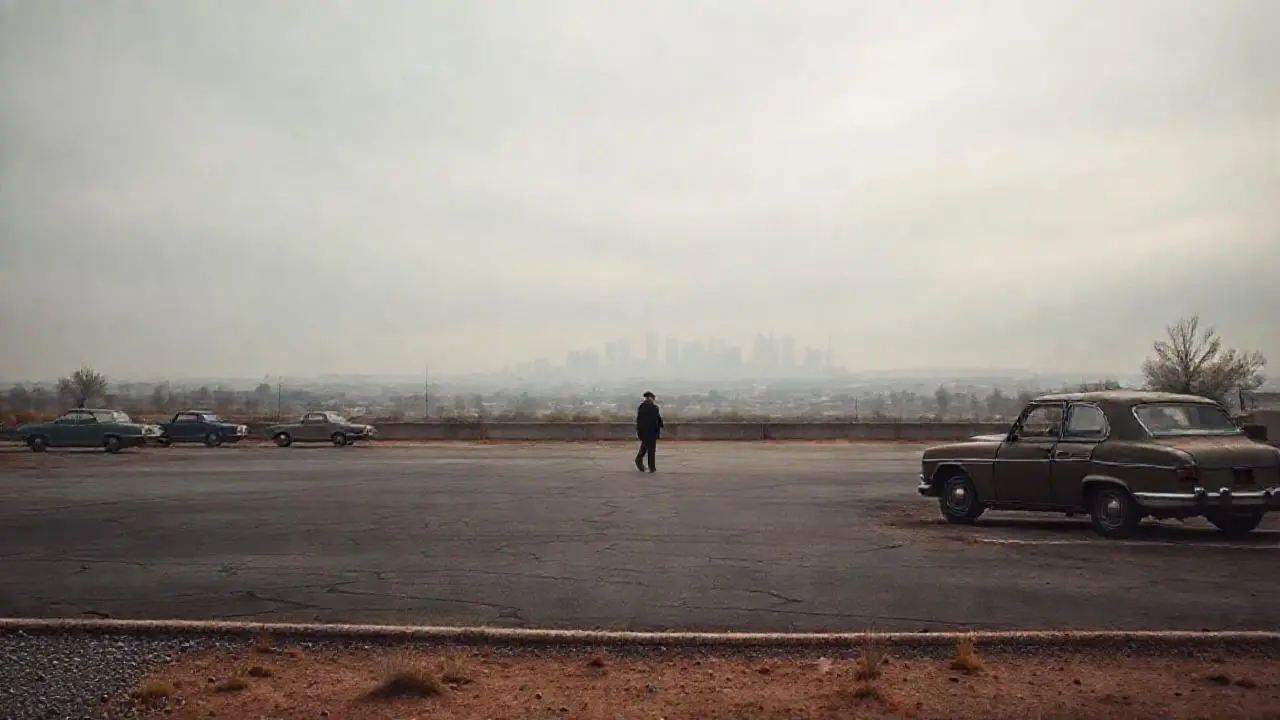 Escena urbana silenciosa y nostálgica