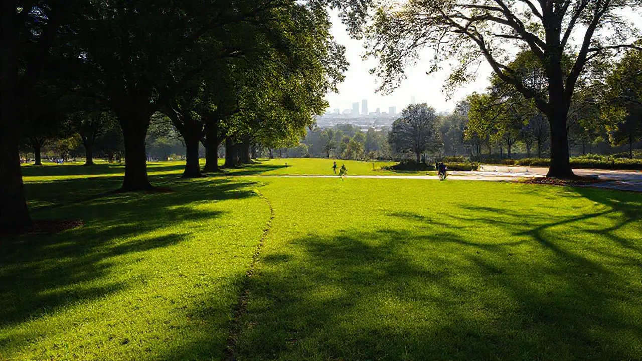 Un parque tranquilo, lleno de luz