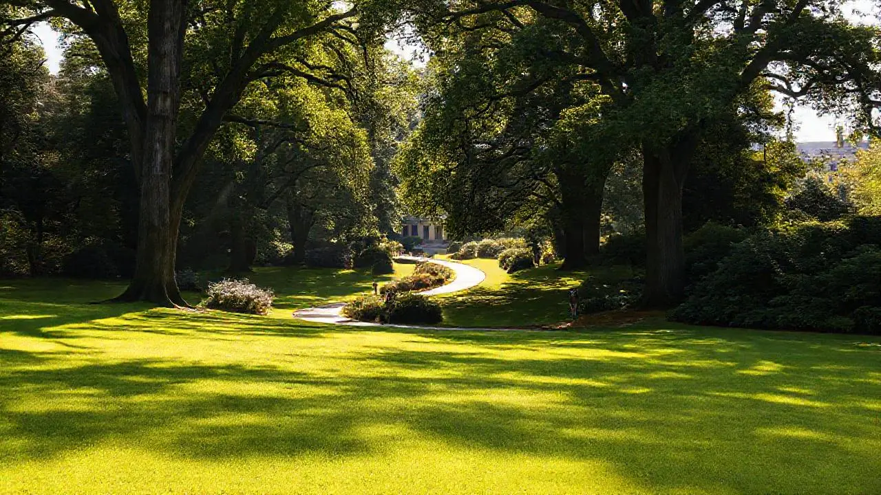 Un jardín tranquilo, vasto y natural