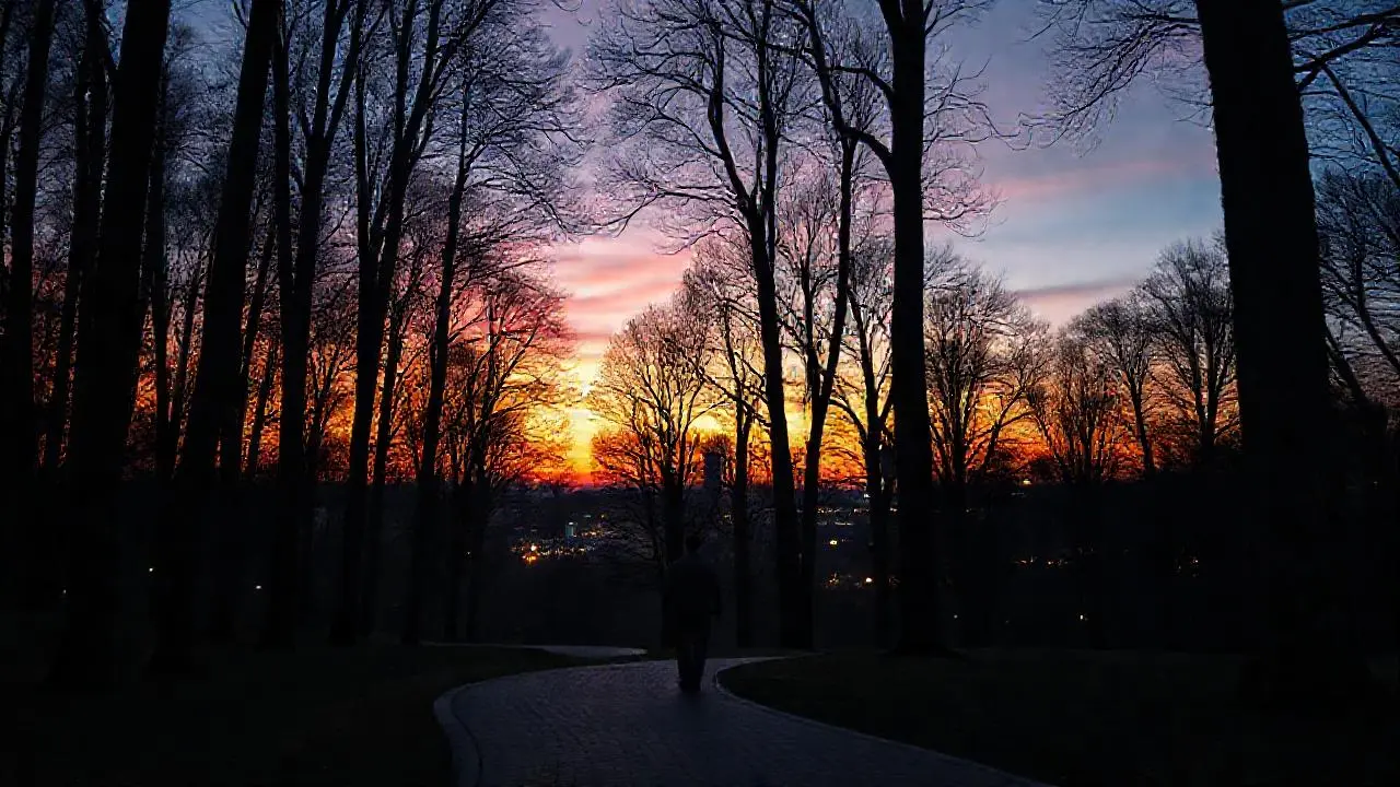 Paz y serenidad en un parque nocturno