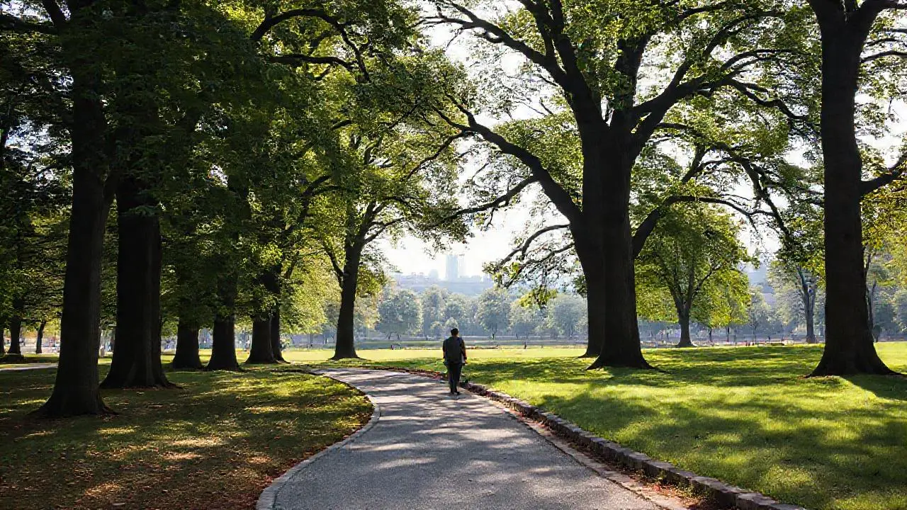 Un paseo tranquilo en un parque soleado