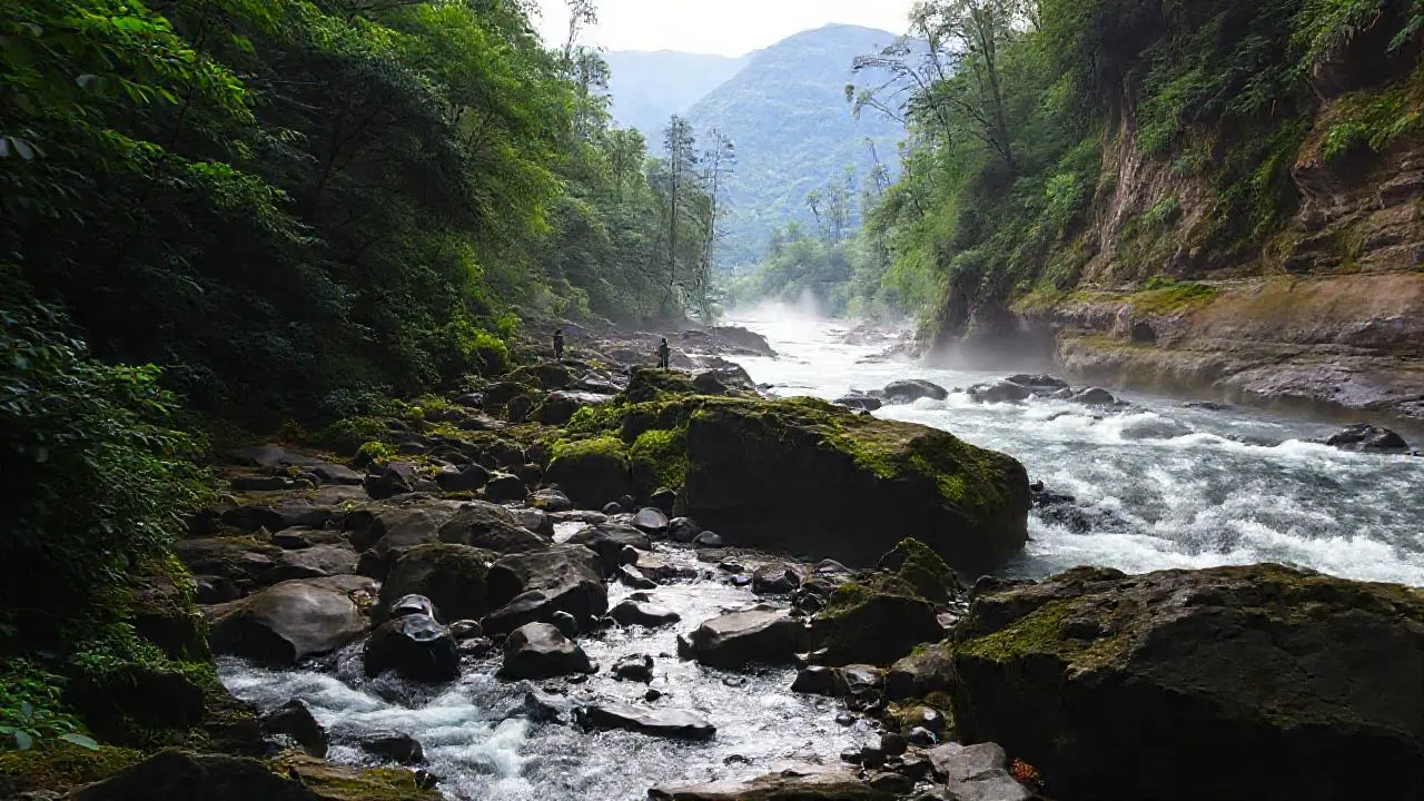 Paisaje natural exuberante y misterioso