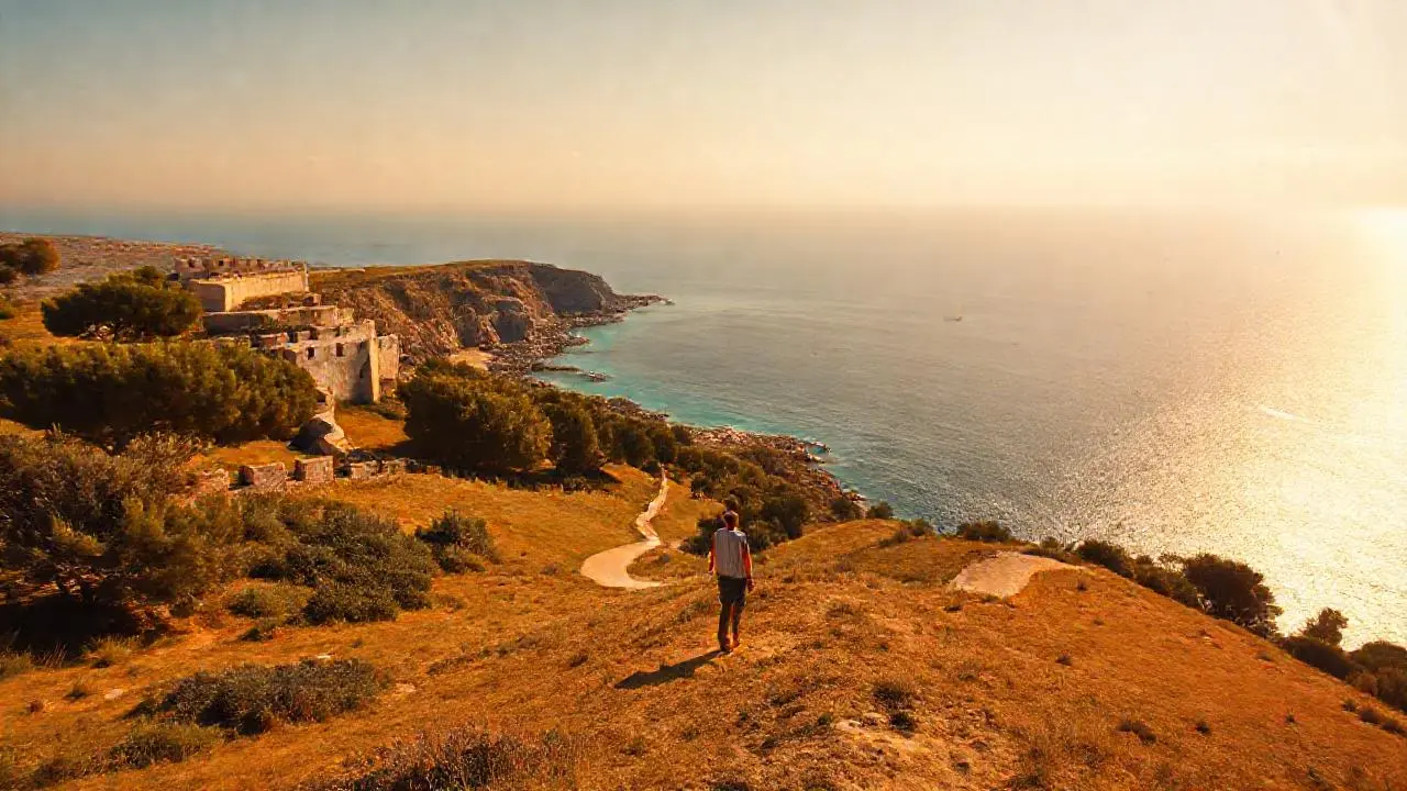 Paisaje costero sereno y soleado