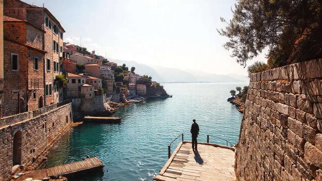 Pueblo antiguo, tranquilo y soleado