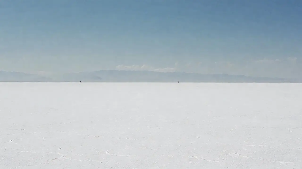 Inmensa soledad salada bajo cielo pálido