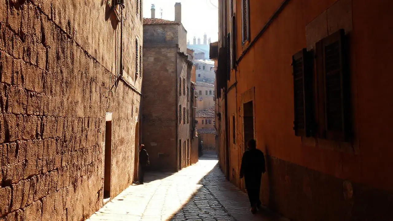 Calles antiguas, luz suave y quietud