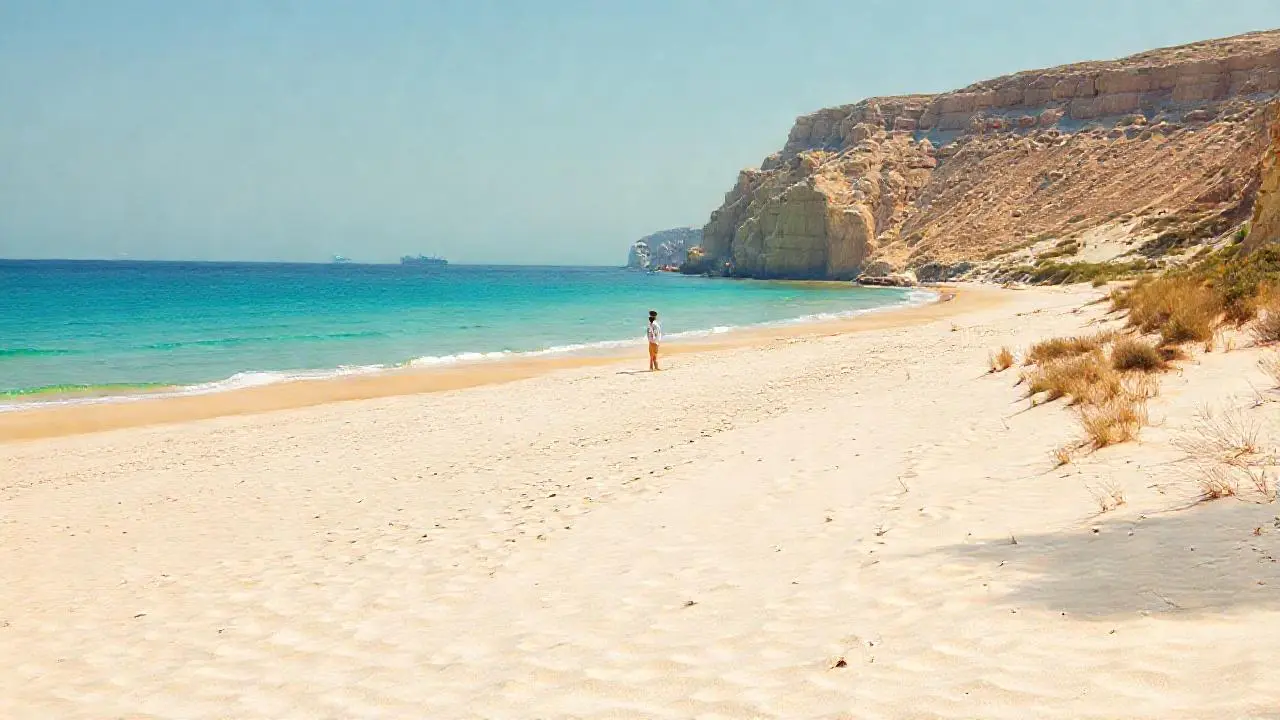 Playa tranquila, soleada y serena