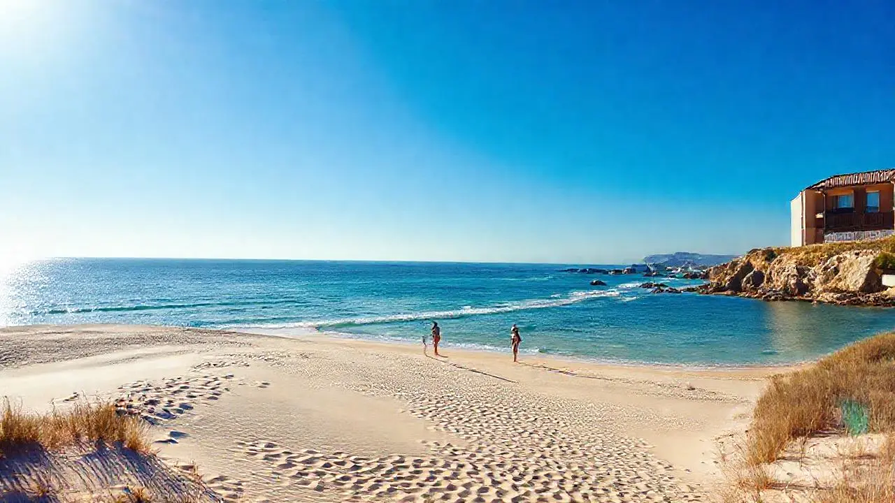 Playa tranquila bajo luz cálida