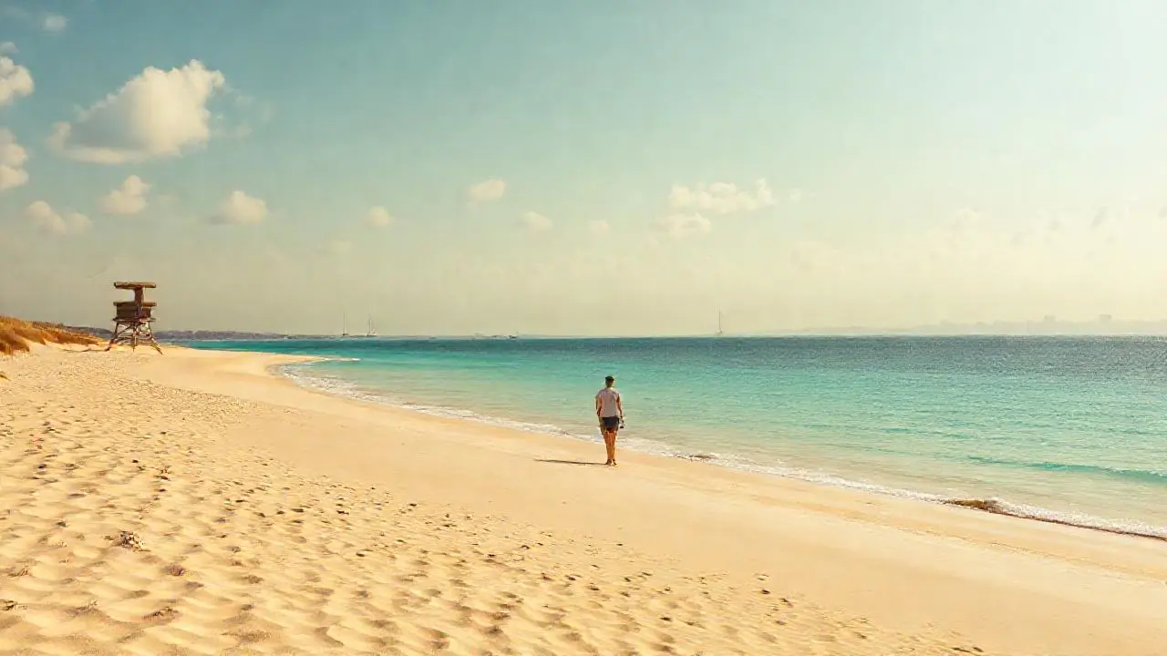 Playa serena y luminosa, ambiente relajado