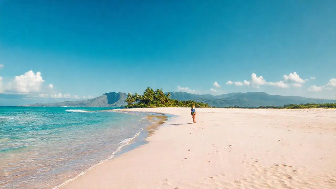 Playa paradisíaca, calma y luz serena