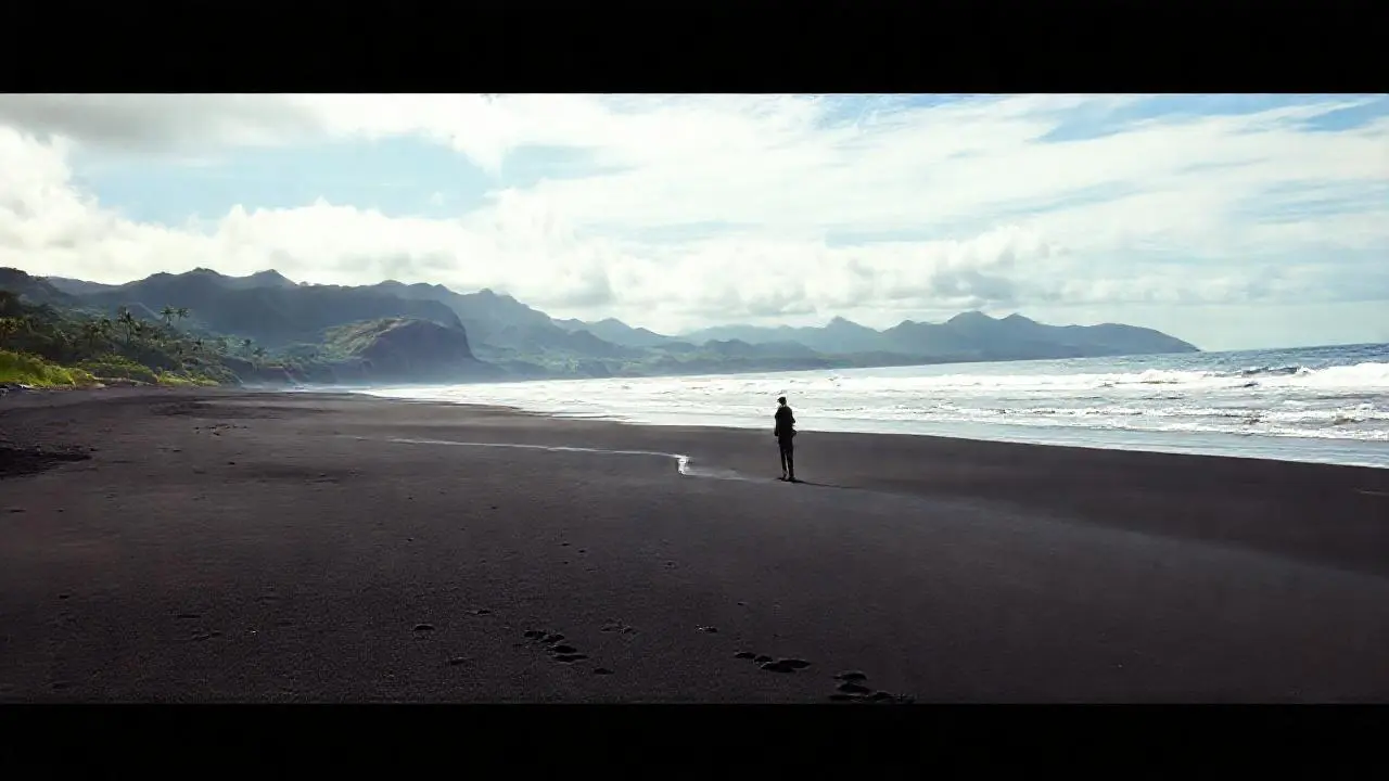 Playa volcánica, soledad y vastedad natural