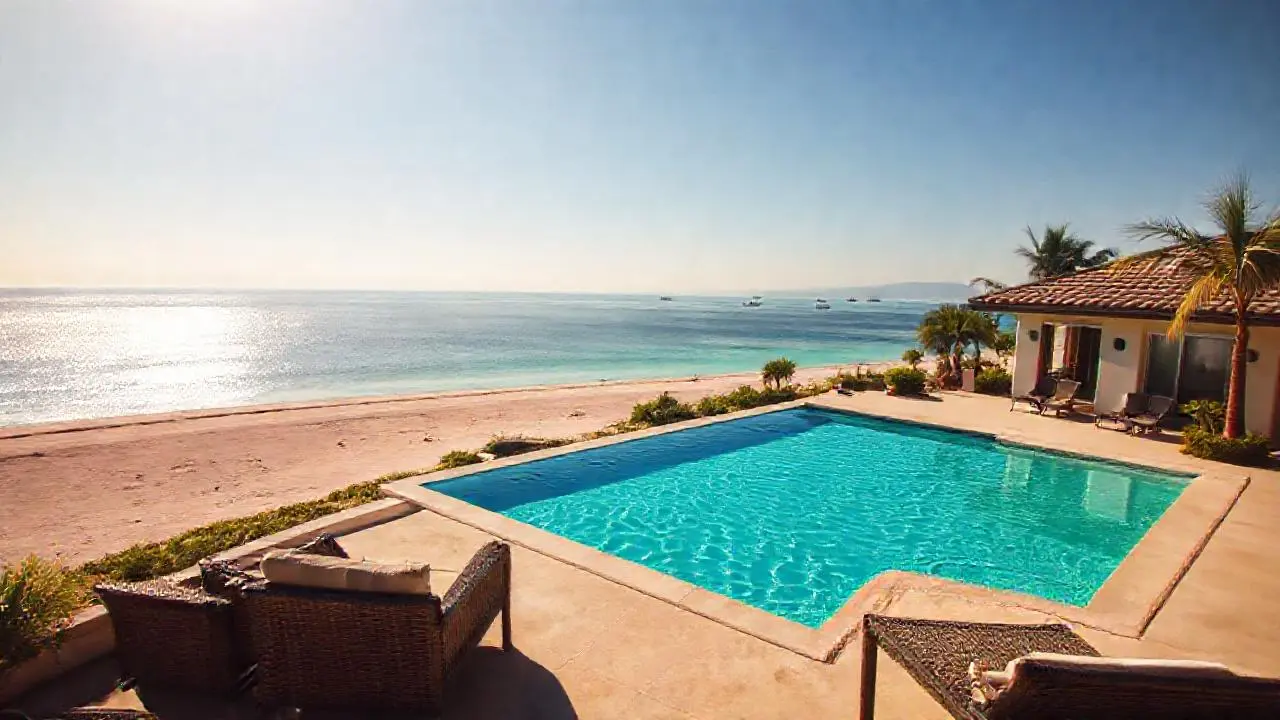 Paz tropical, luz y mar sereno