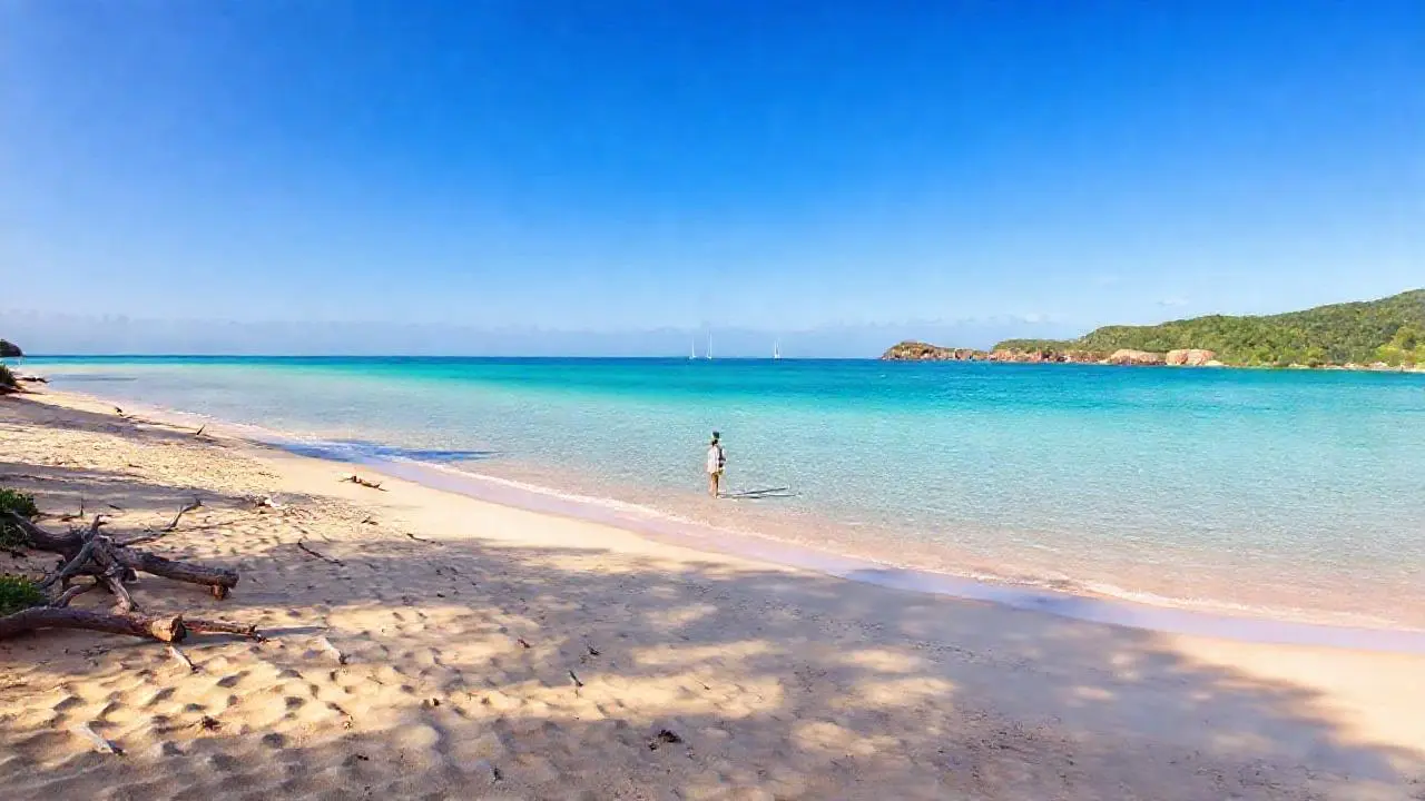 Paz serena en una costa extensa