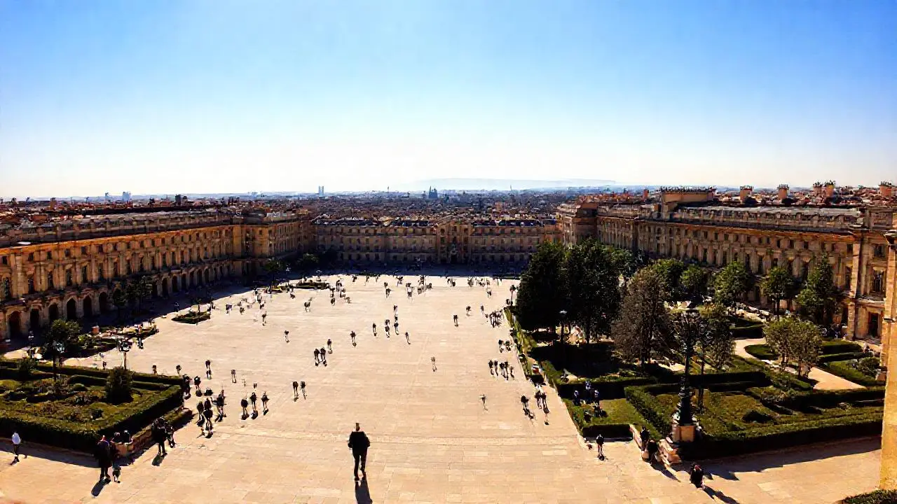 Plaza urbana espaciosa y luminosa