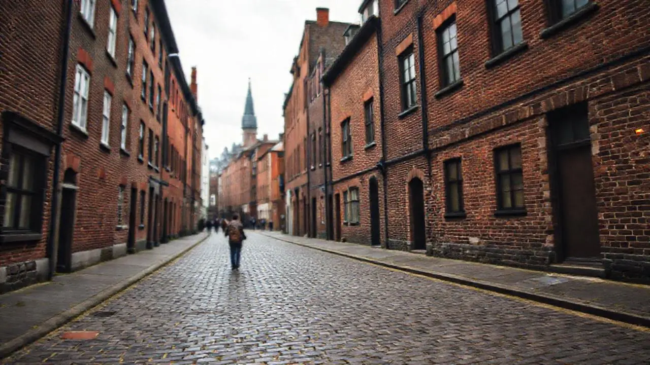 Calle antigua, ambiente melancólico y realista