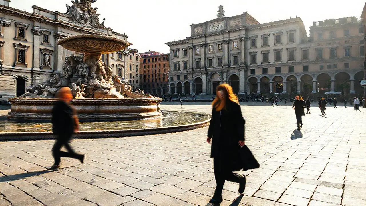 Piazza soleada, tranquila y nostálgica