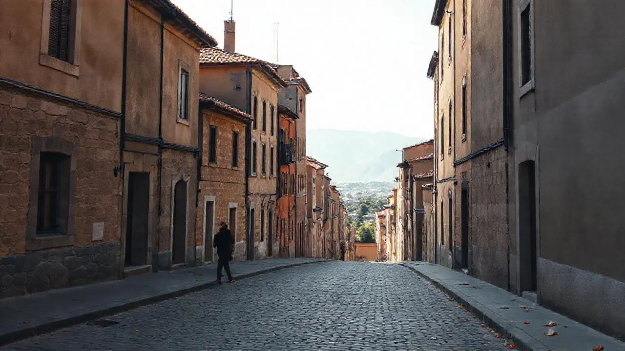 Pueblo antiguo, tranquilo y bañado en luz