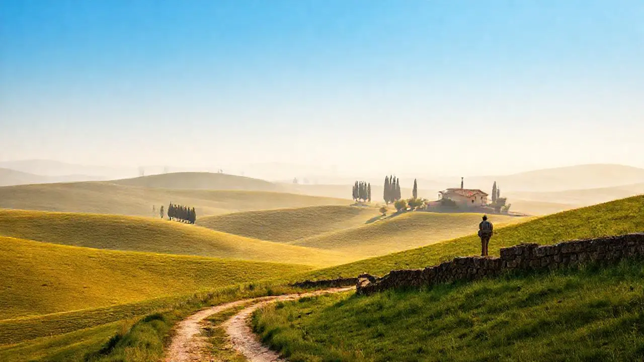 Paisaje toscano sereno y vasto