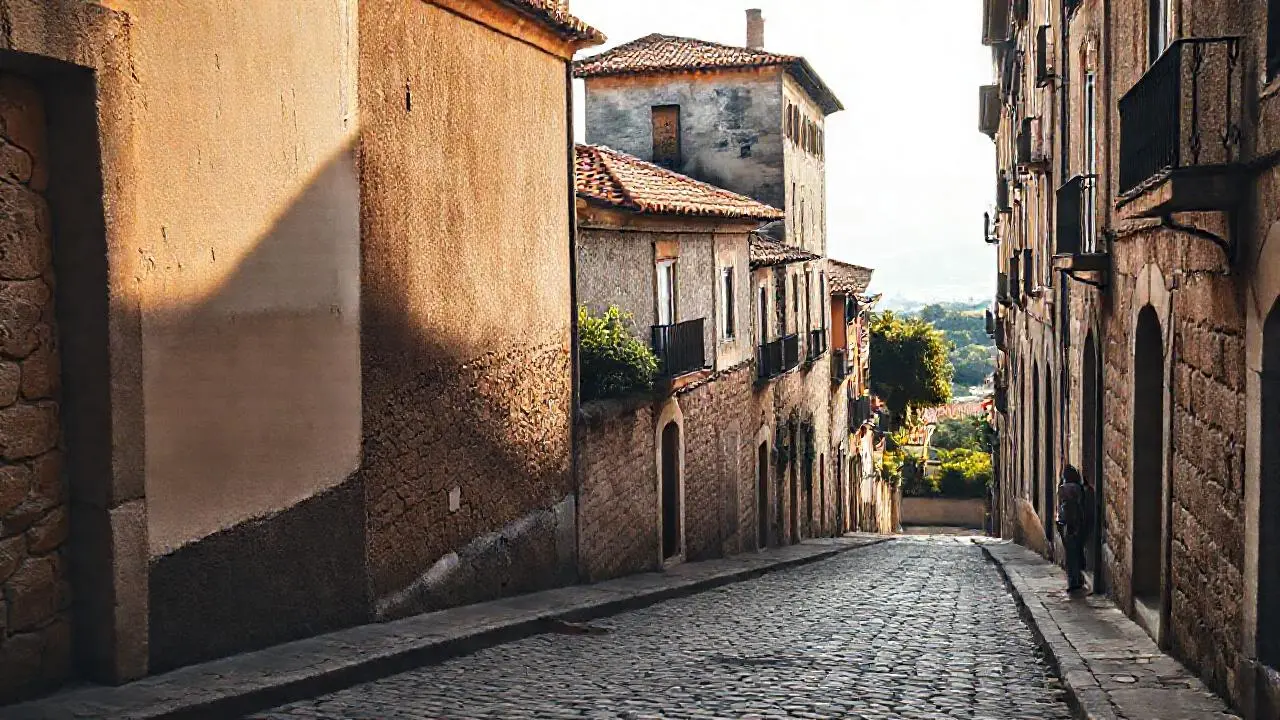 Pueblo portugués antiguo, tranquilo y soleado