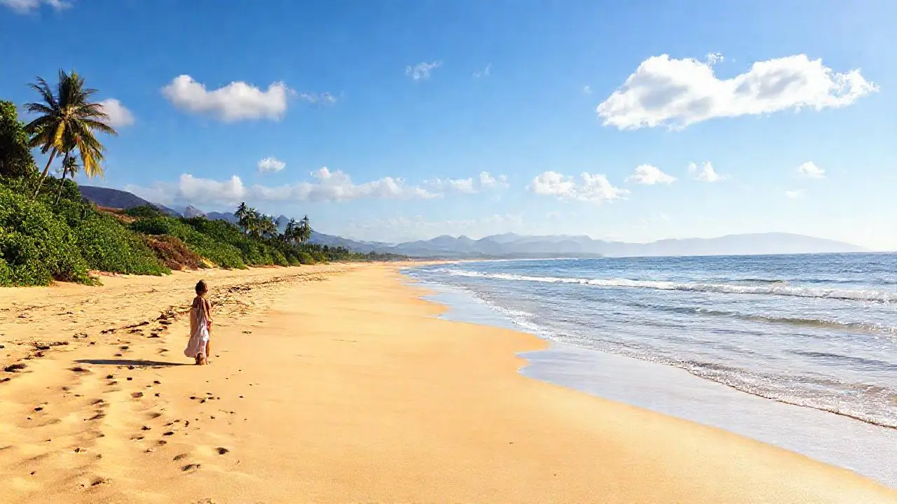 Playa serena, naturaleza y luz cálida