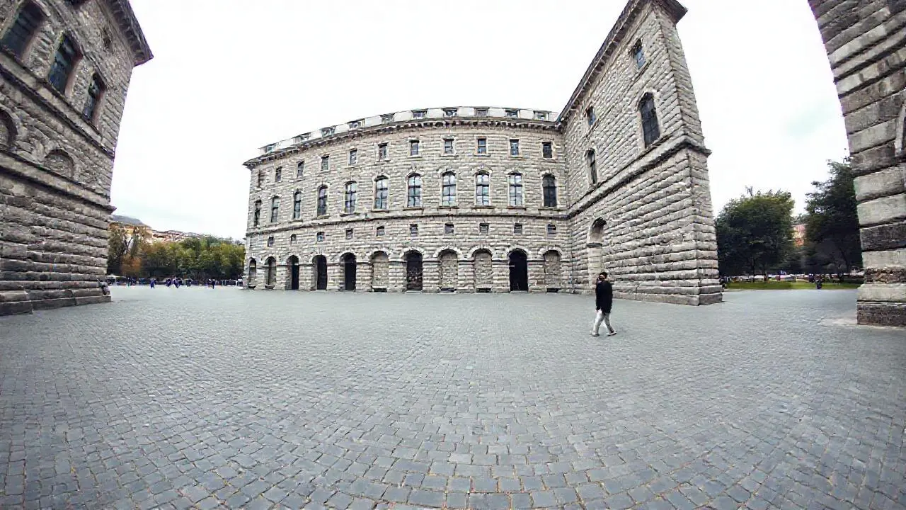 Plaza antigua, arquitectura imponente y atmósfera serena