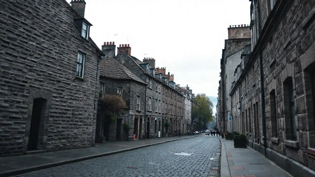 Calle antigua, calma y ligeramente borrosa