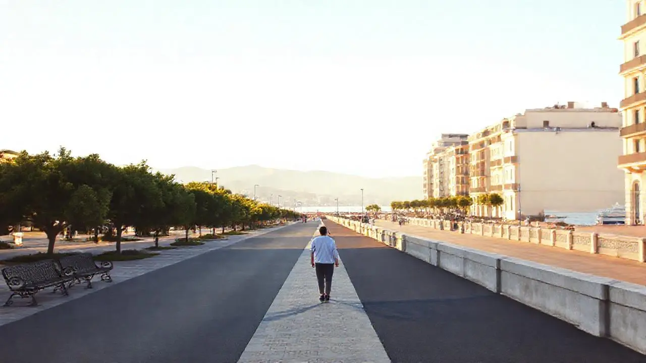 Un paseo soleado, amplio y tranquilo