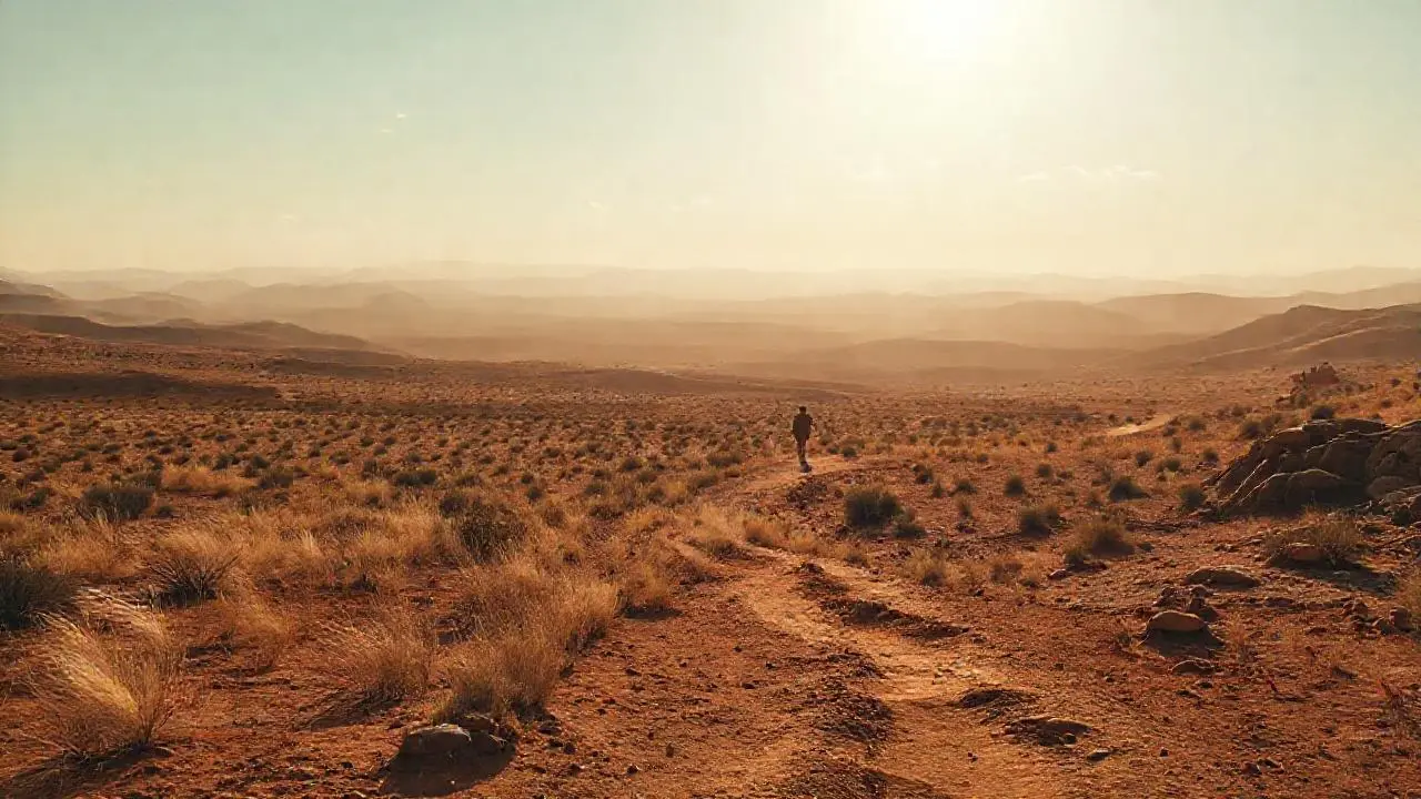 Paisaje árido, vasto y solitario