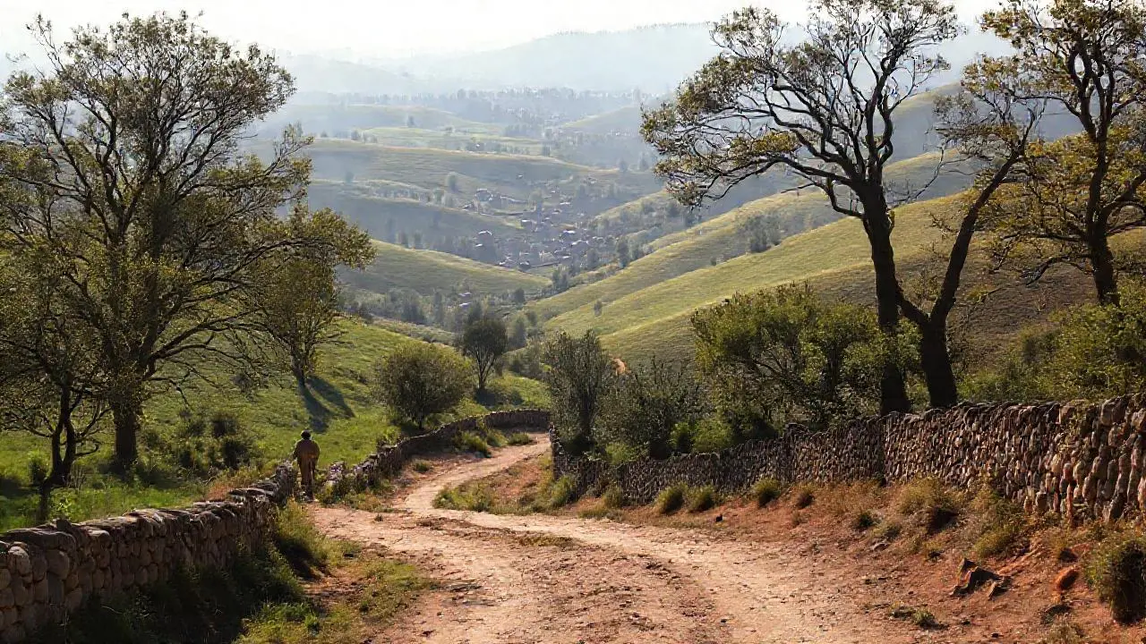 Paz rural, luz suave y espacio abierto