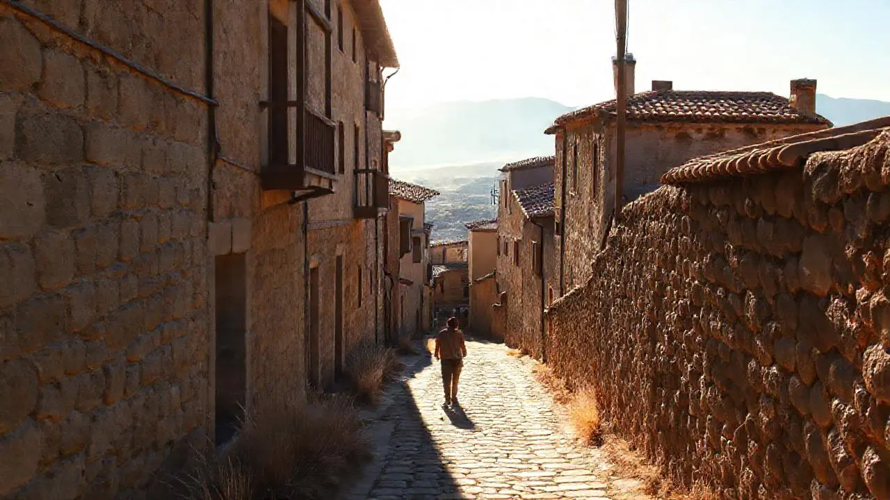 Un pueblo antiguo, tranquilo y soleado