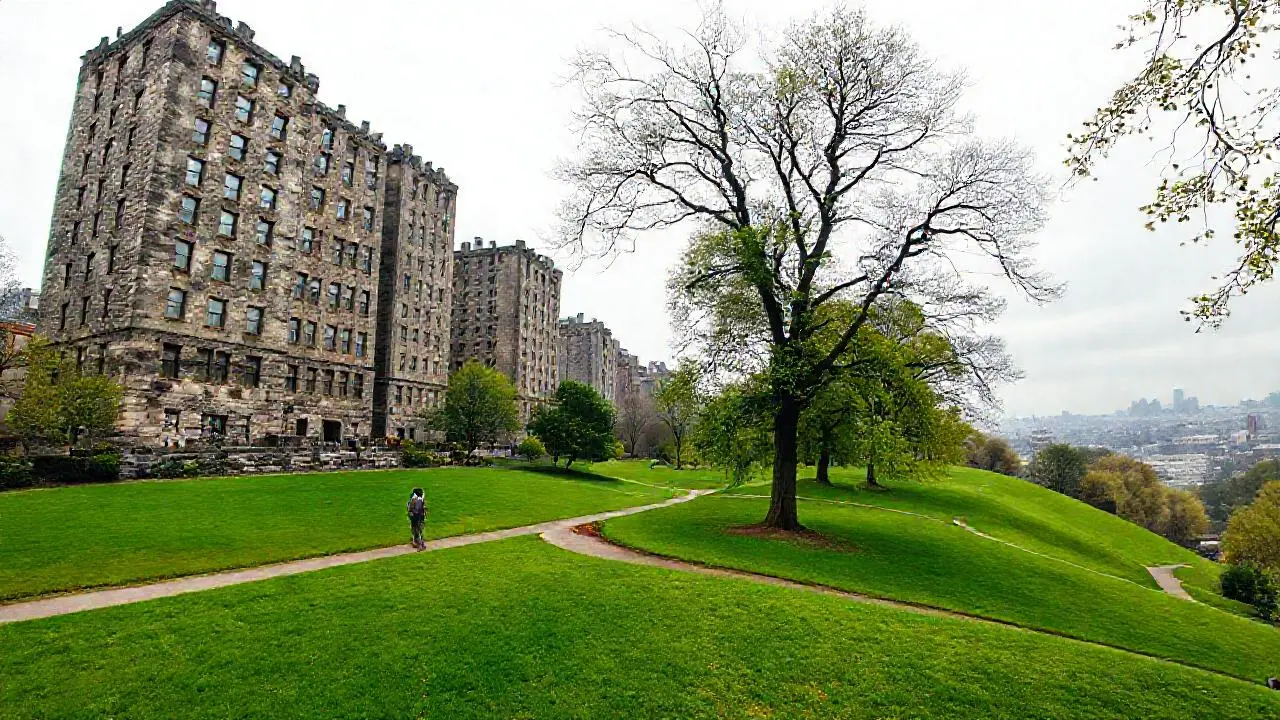 Ciudad tranquila, luz suave y detallada