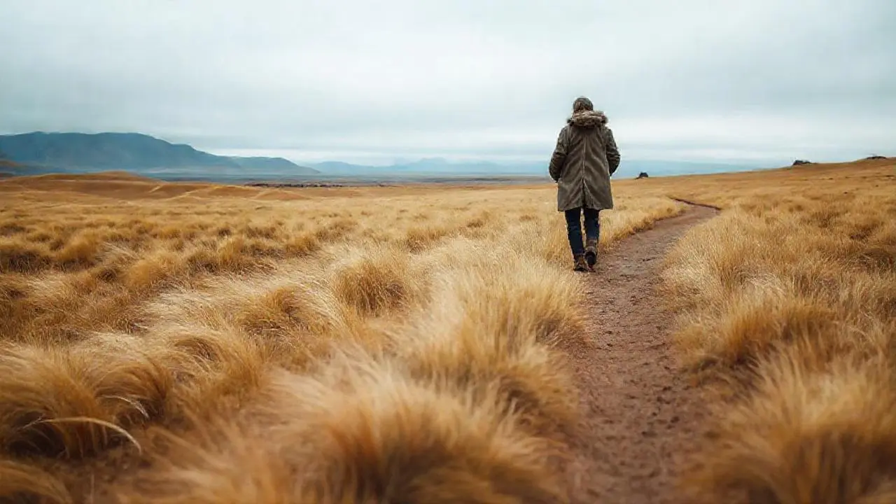 Pampas patagónicas solitarias bajo cielo plomizo