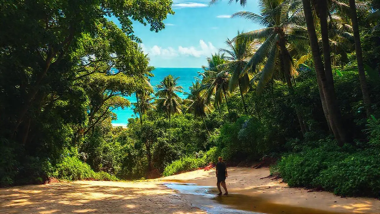 Tranquila costa tropical, llena de vida
