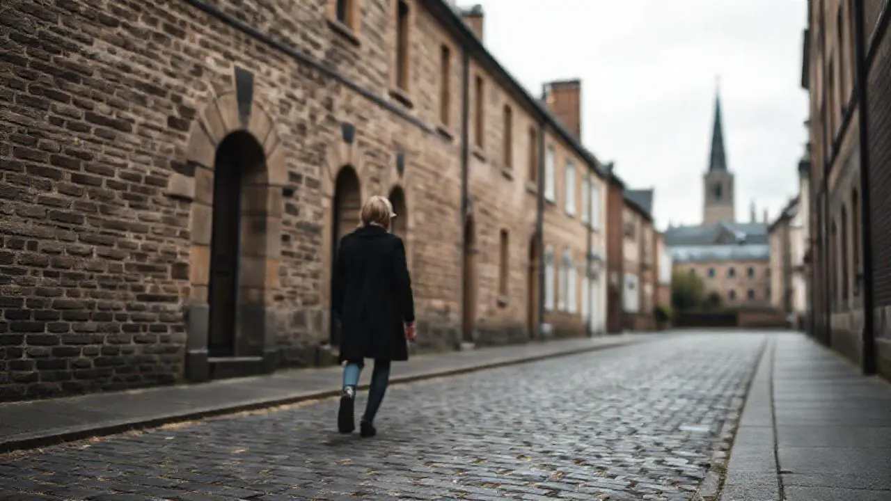 Calle antigua, tranquila y ligeramente difusa