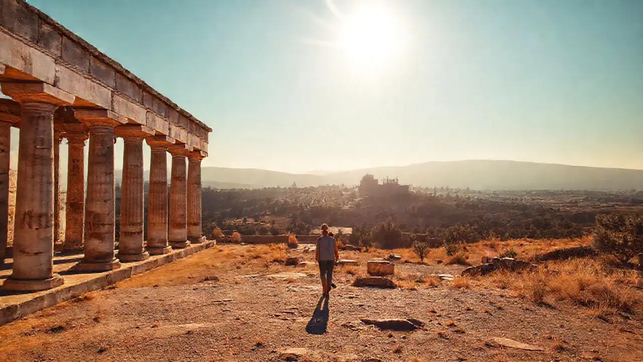 Paisaje antiguo, sereno y amplio