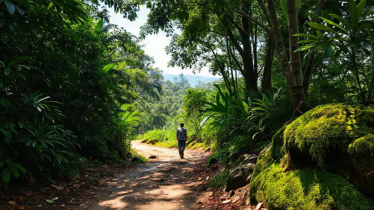 Bosque tropical sereno y amplio