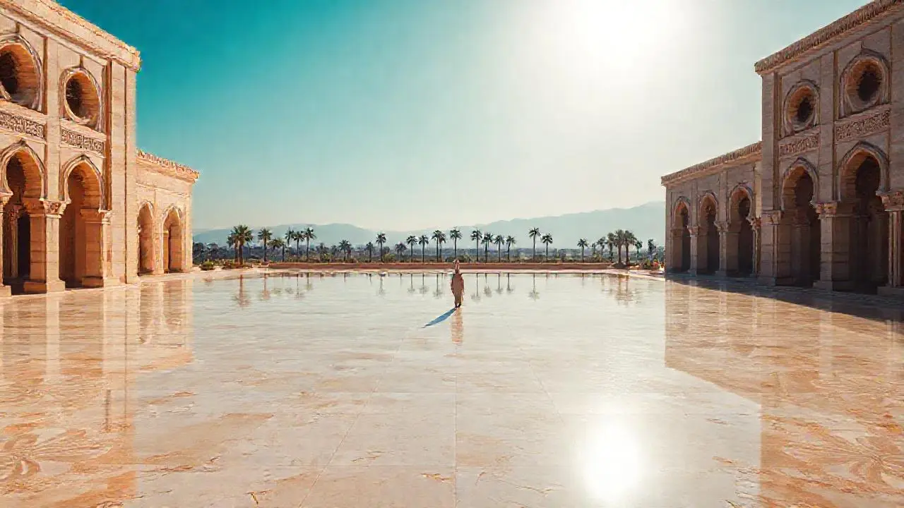 Arquitectura grandiosa, calma y luz serena