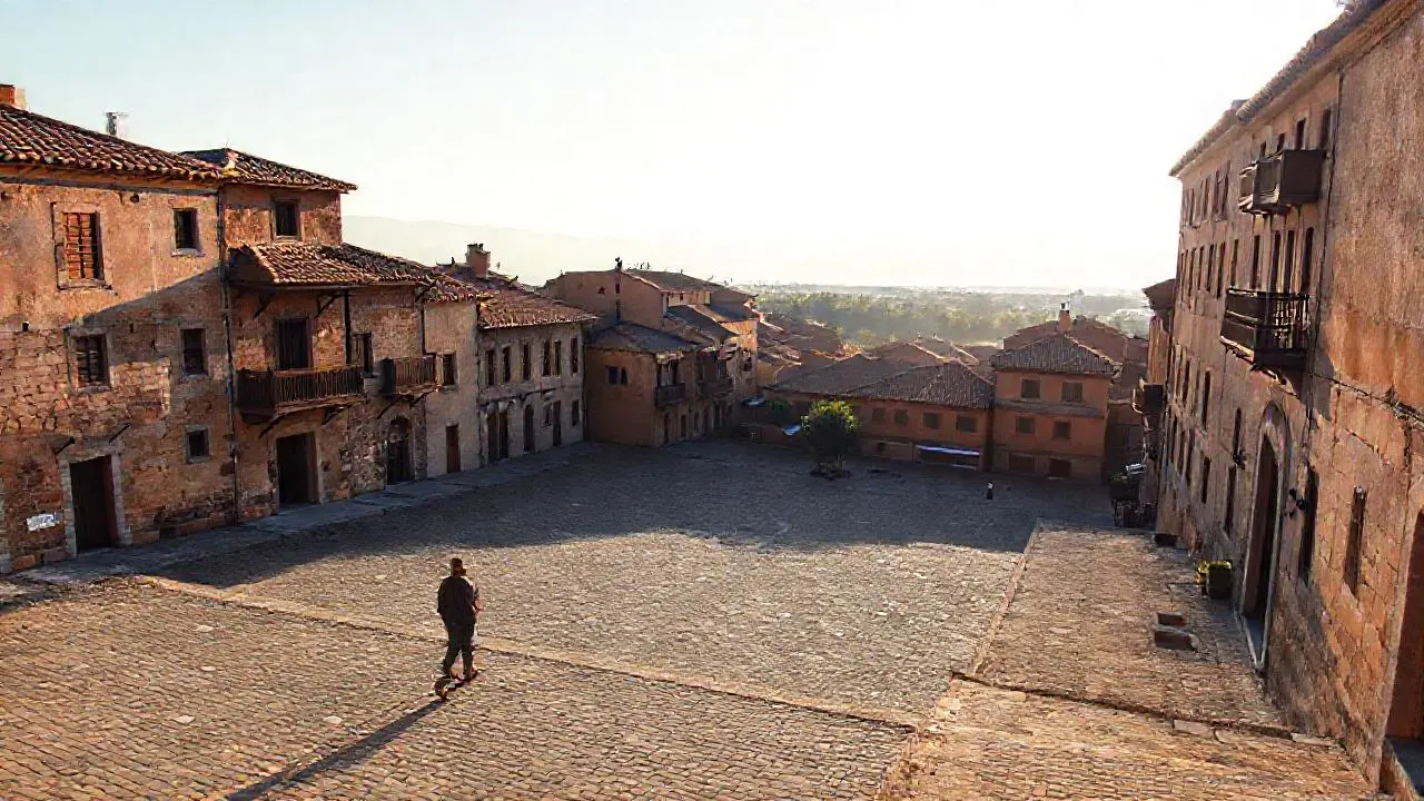 Pueblo antiguo, tranquilo y bañado por el sol