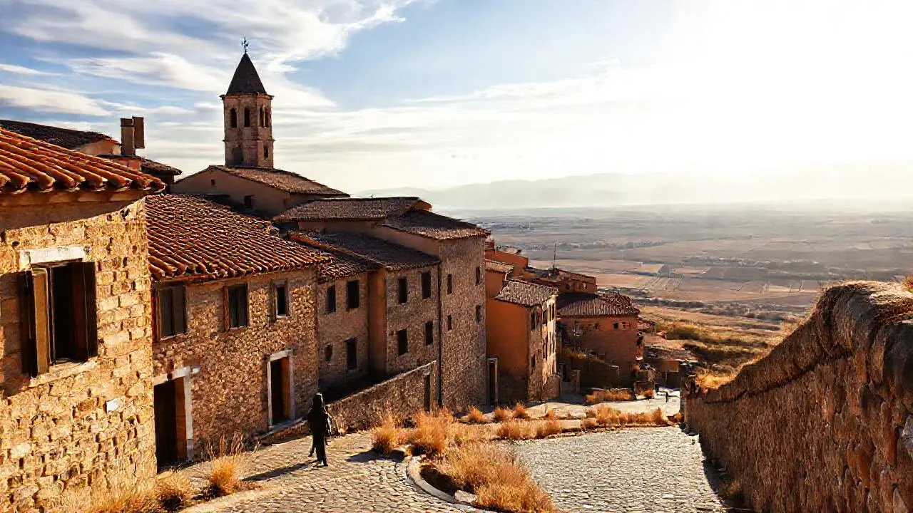 Pueblo antiguo, tranquilo y bañado en luz